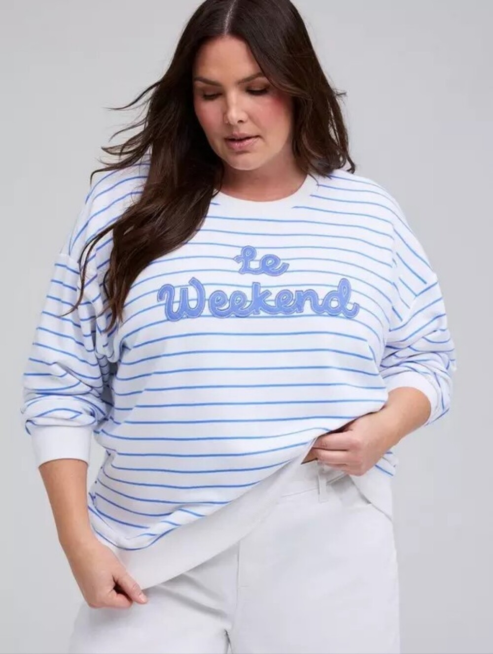 TORRID Belle Isle French Terry Pullover Crewneck Size 2X Plus Size Women Stripes